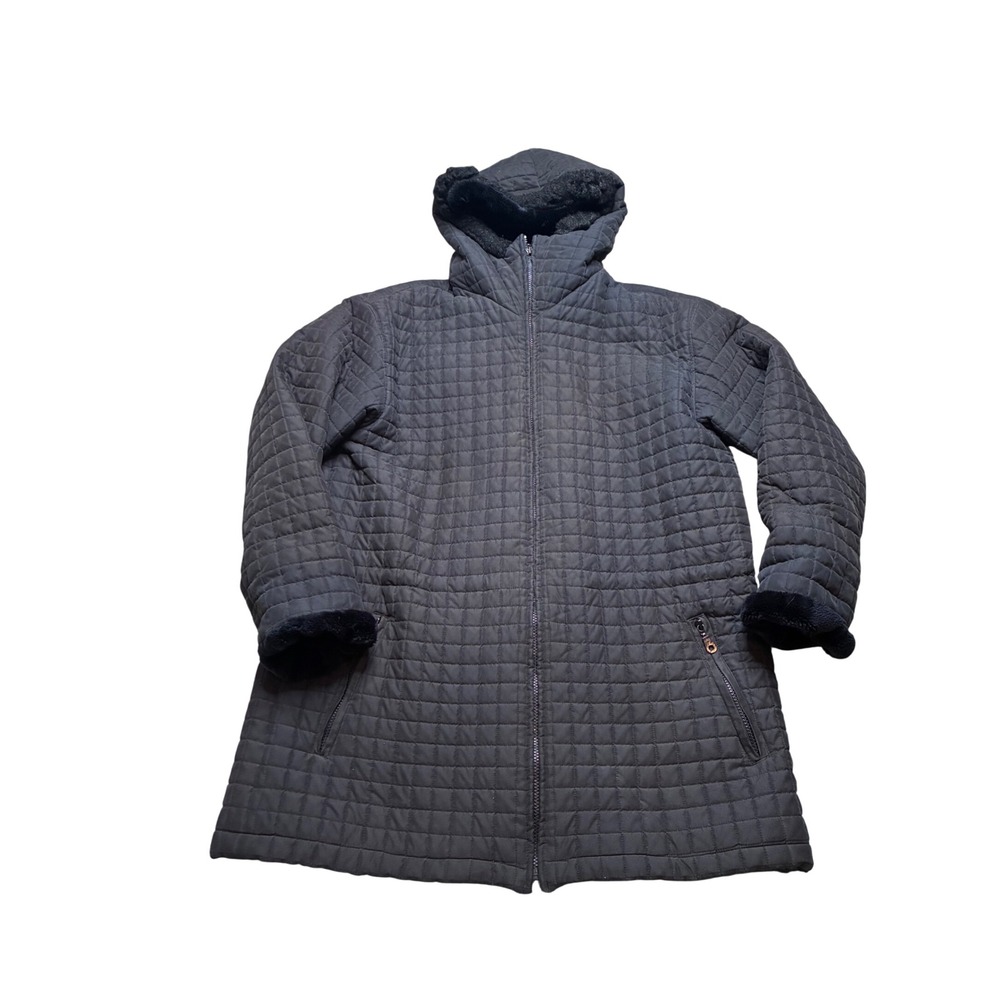 Paradox Quilted Hooded Jacket Black‎ Faux Fur Trim Full Zip Women's M